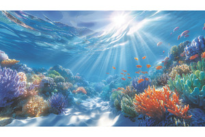 Coral reef teeming with marine life, a Nature Photo by ZinetroN