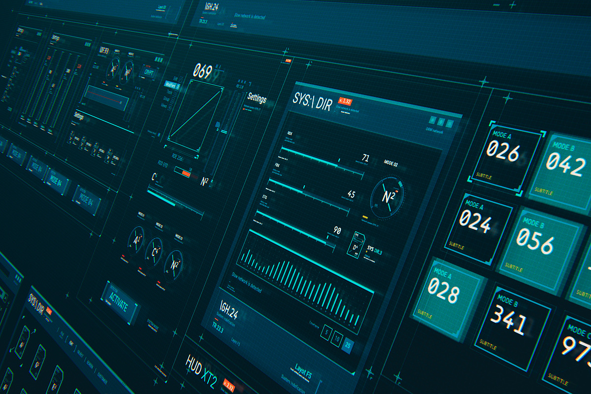 Futuristic HUD Interface UI XT2, an UI Kit Template by TITO (Photo 2 of 5)