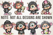 Cute Watercolor Sporty Monster PNG, an Animal Illustration by RobertsArt (Thumbnail 3 of 5)