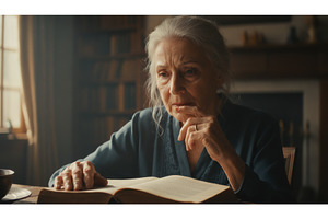 Contemplative mature woman sitting, a School & Education Photo by Igor Tichonow
