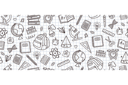 School notebook doodles pattern