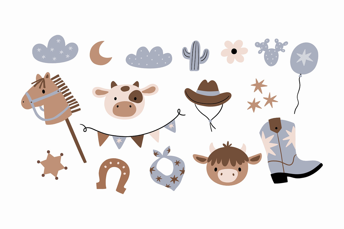 Little Cowboy - vector clipart, a Decorative Illustration by Barkova Nadya (Photo 4 of 9)