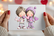 Quirky Valentine Couple Clipart, an Illustration by Canvas Craft (Thumbnail 6 of 6)