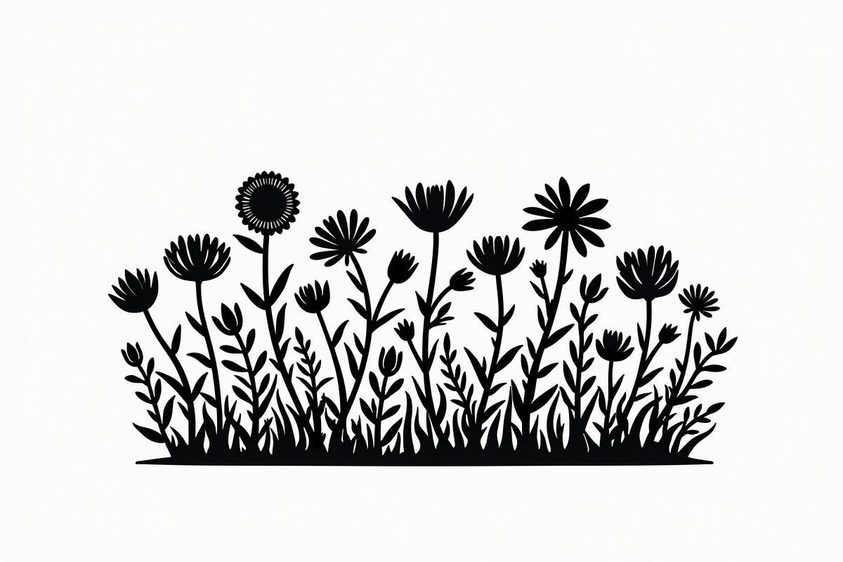 Elegant Wildflower Silhouette Bundle, an Illustration by Creativeshirt (Photo 11 of 13)