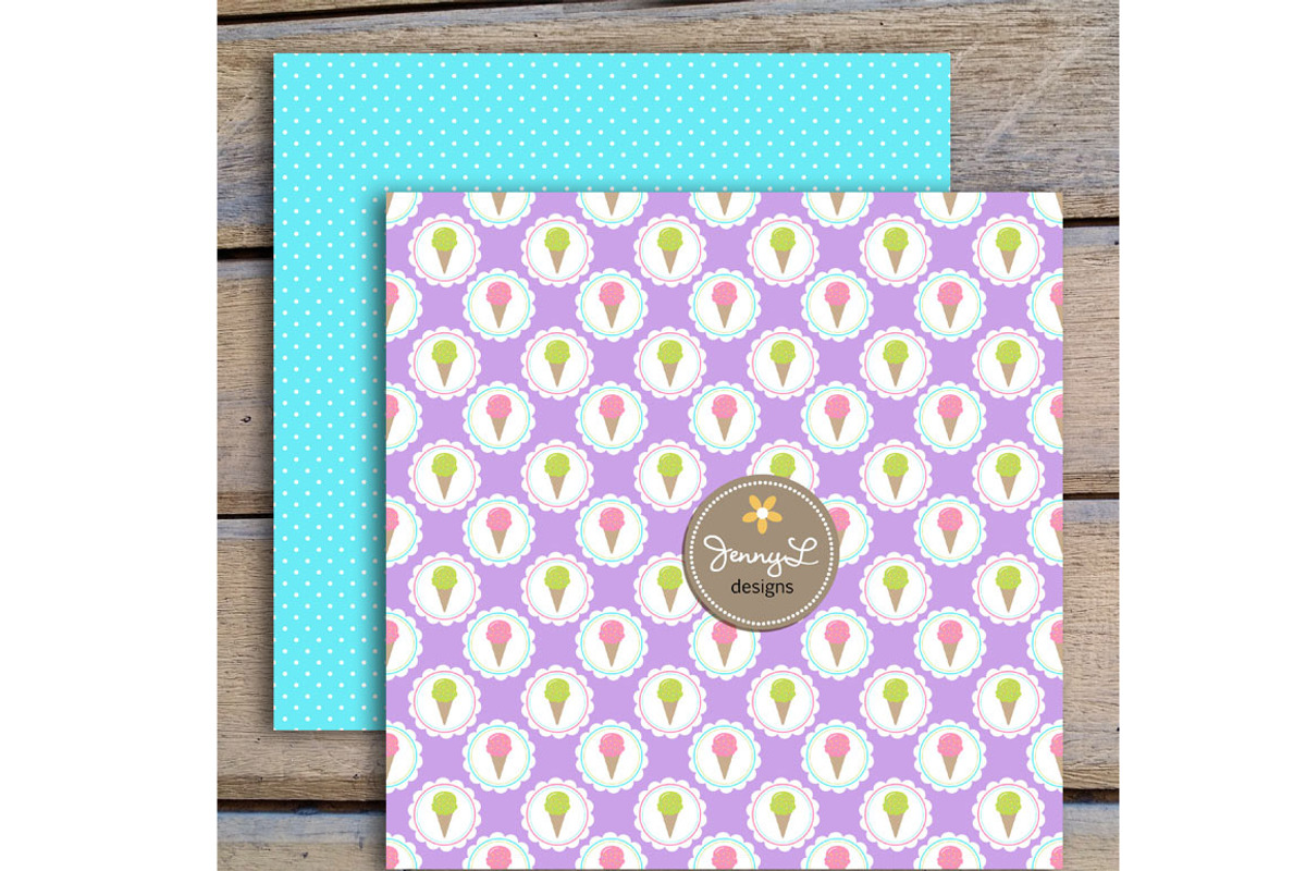 Ice Cream Digital Papers, a Pattern Graphic by JennyL Designs (Photo 3 of 5)