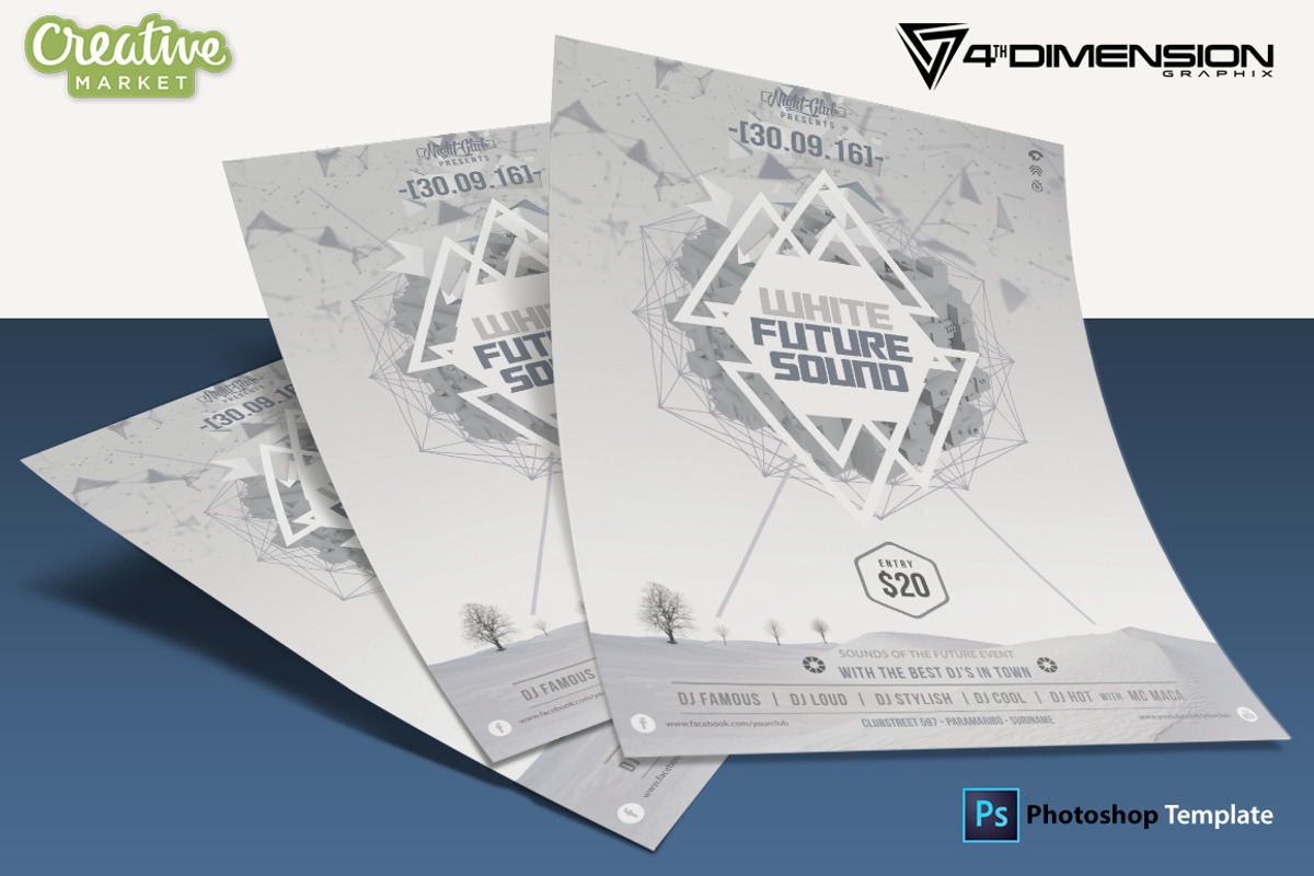 White Future Sound Flyer Template, a Flyer Template by Ravi Rajcoomar (Photo 3 of 3)