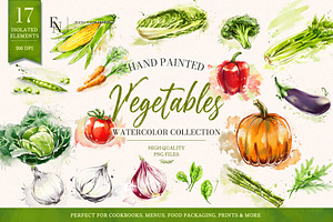Watercolor Vegetables Set PNG, an Object Graphic by Elena Naumchenkova