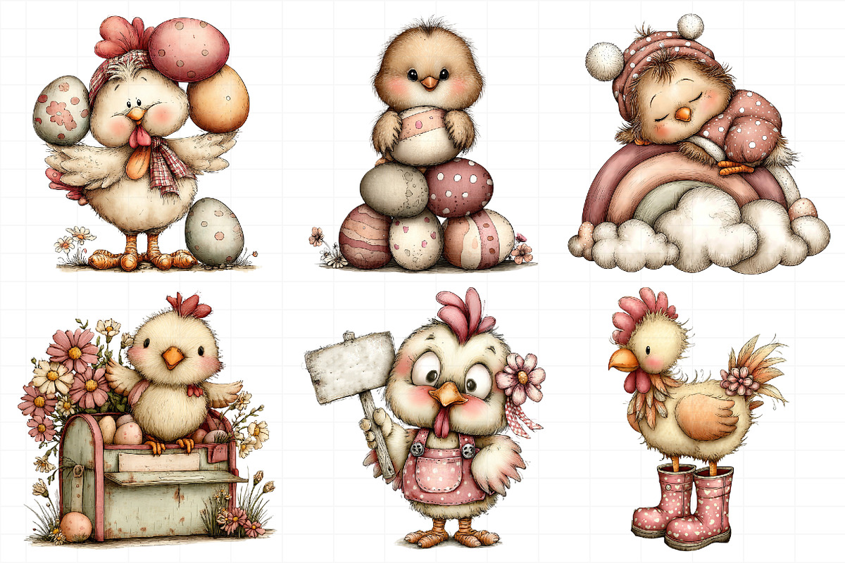 Whimsical Easter Chicken Clipart, an Illustration by Daily.Designs (Photo 4 of 8)