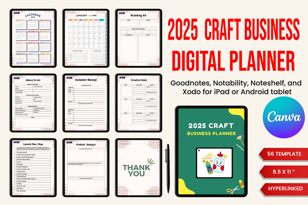 2025 Digital Craft Business Planner, a Stationery Template by Designmela01 (Photo 1 of 8)