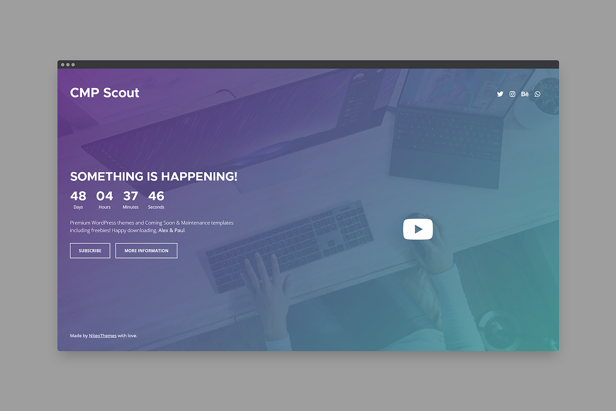 CMP Scout - Coming soon,Maintenance, a WordPress Template by NiteoThemes (Photo 1 of 4)