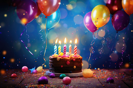 A festive birthday cake with lit can, a Photo by Iftikhar Alam