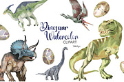 Dinosaur Watercolor Clipart, an Animal Illustration by NKTKNS (Thumbnail 1 of 6)