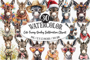 Cute Funny Donkey Sublimation, an Illustration by Designking