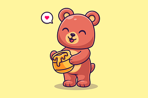 Cute Bear Holding Honeycomb Cartoon, an Animal Illustration by Catalyst Labs