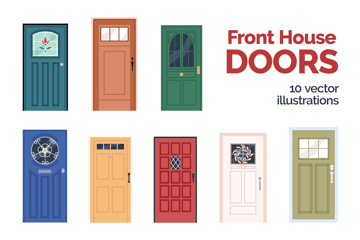 Front doors, home entrances set, an Object Illustration by Good Studio (Photo 1 of 6)
