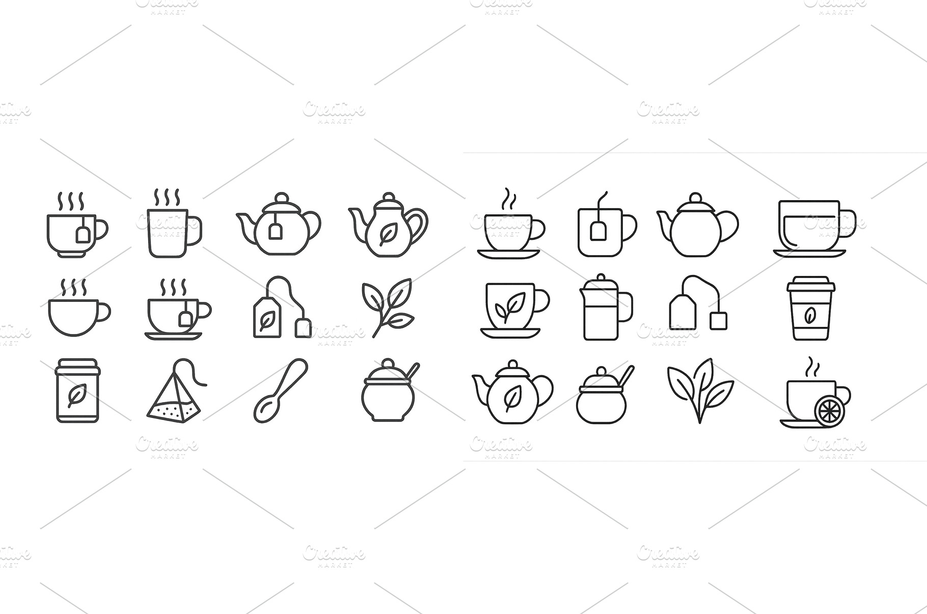 Simple line icons of various tea and, an Arts & Entertainment Photo by ZinetroN