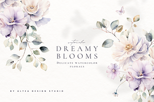 Dreamy Florals Watercolor Clipart, a Decorative Illustration by Altea Design Studio