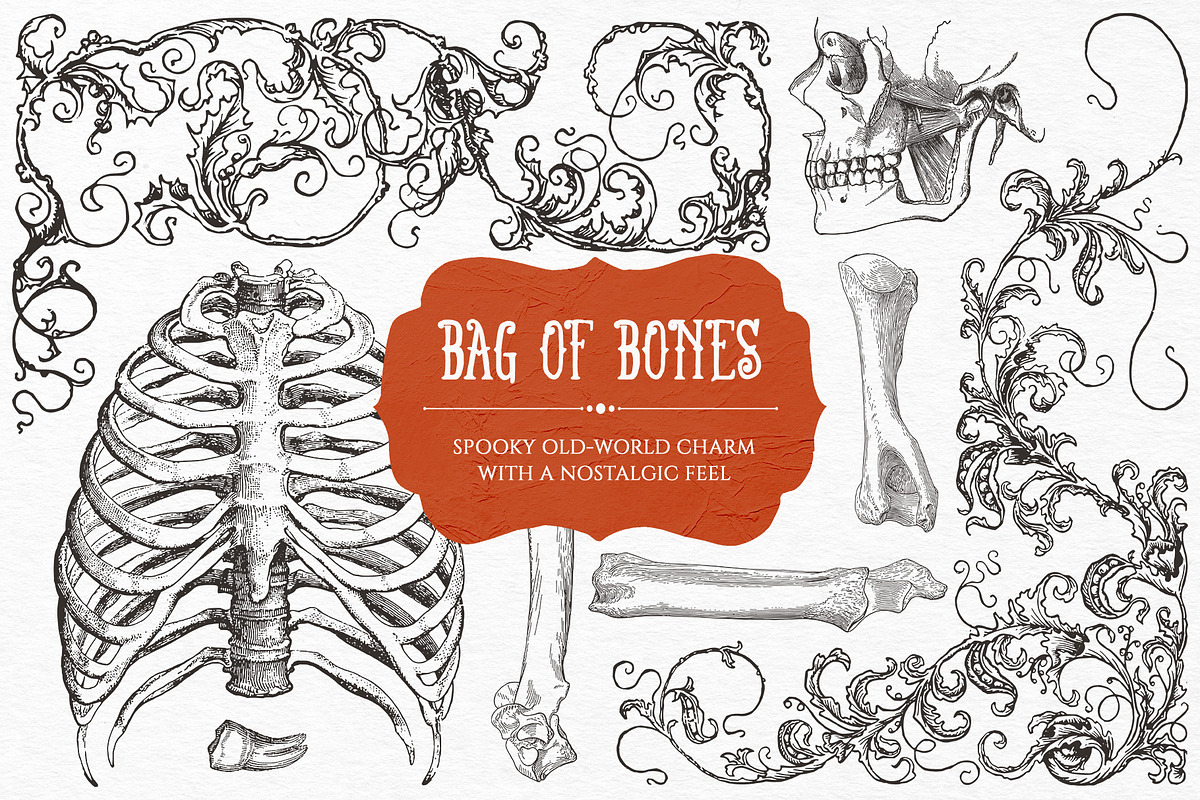 Bag of Bones | Vintage Clipart, a Seasonal Illustration by GVGraphics (Photo 4 of 13)