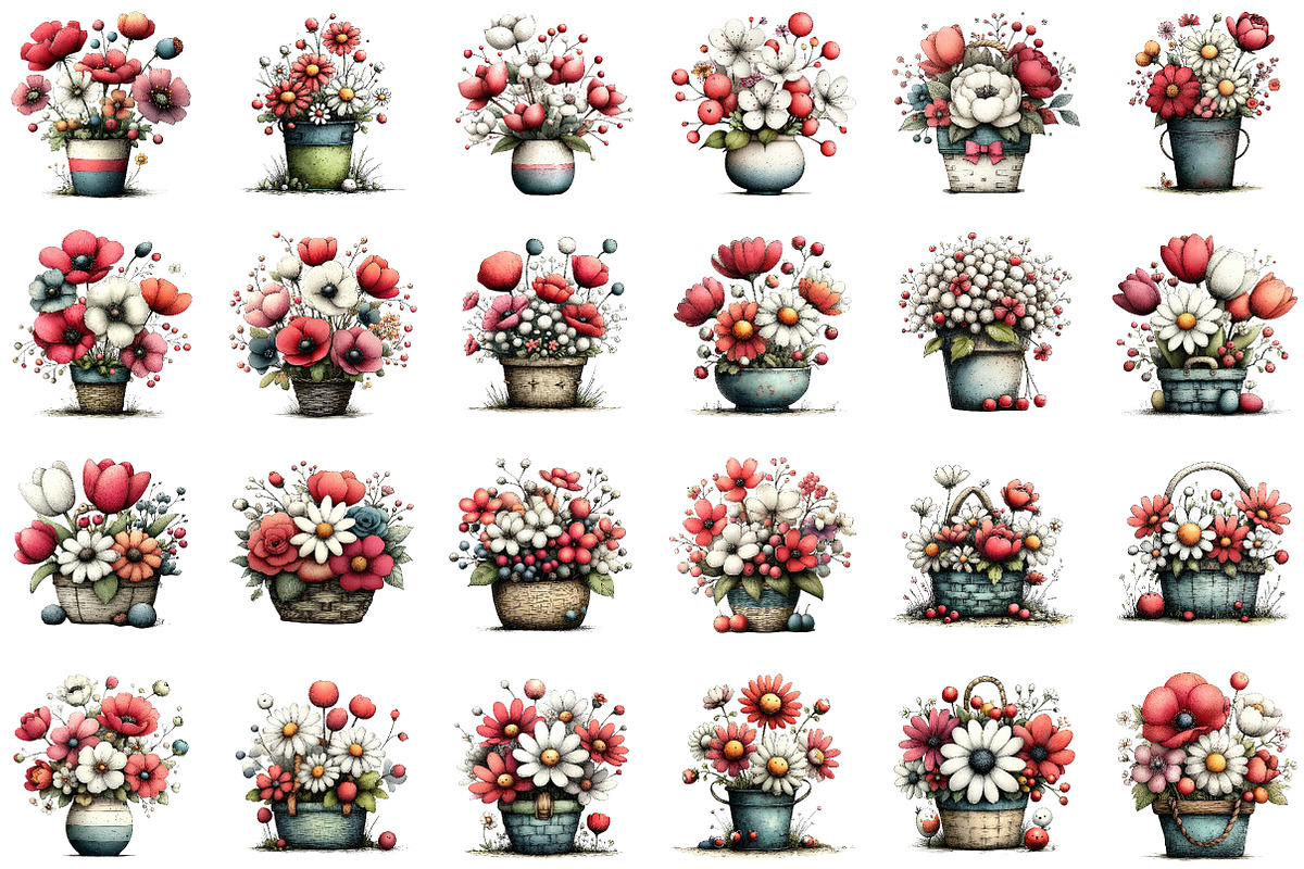 Spring Flower Basket Clipart, an Illustration by Sublimation Artist (Photo 3 of 7)