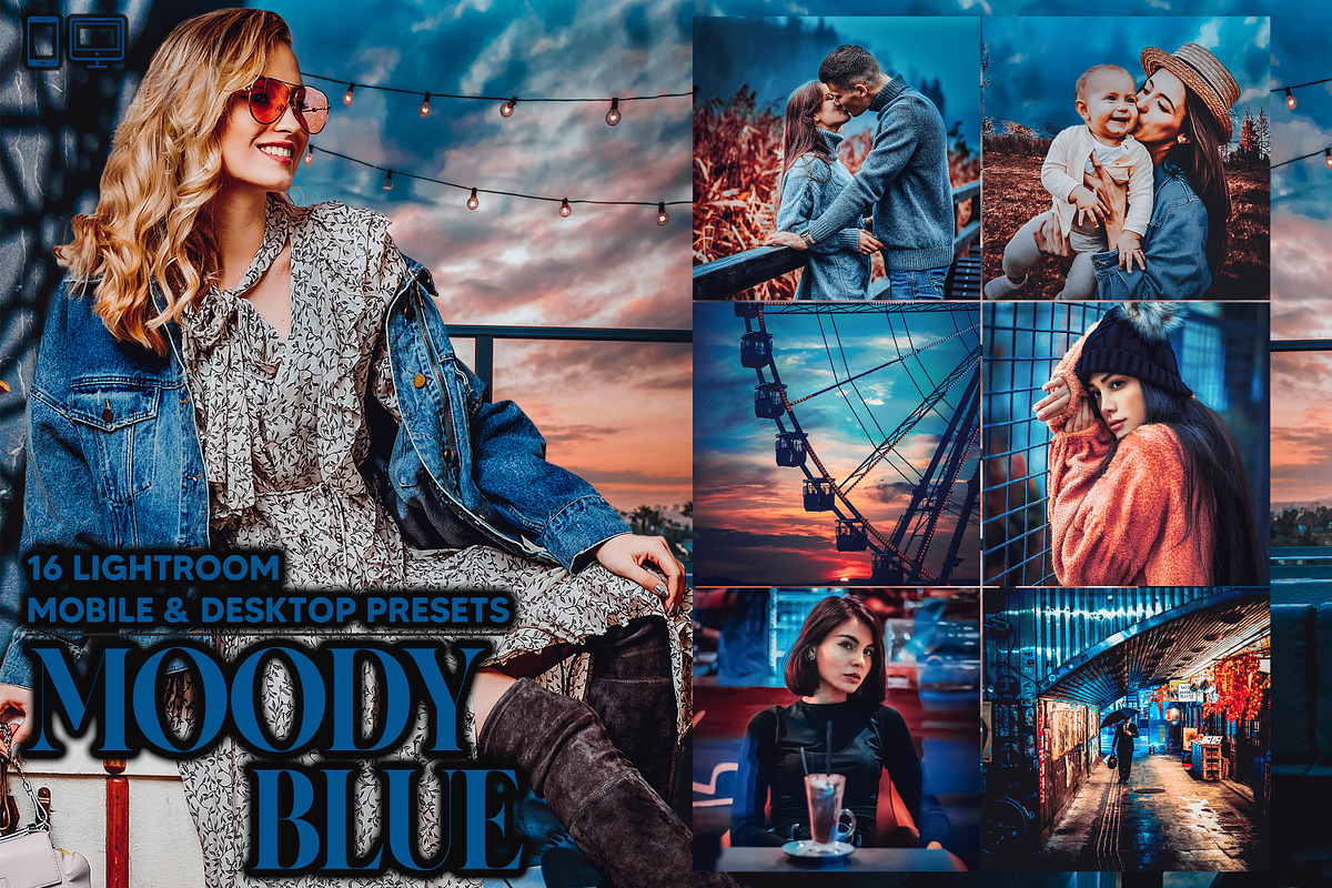 16 Moody Blue Lightroom Presets, a Preset Add-On by Hue Palettte Studio (Photo 1 of 9)