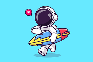 Cute Astronaut Surfing Cartoon, a Sport Illustration by Catalyst Labs
