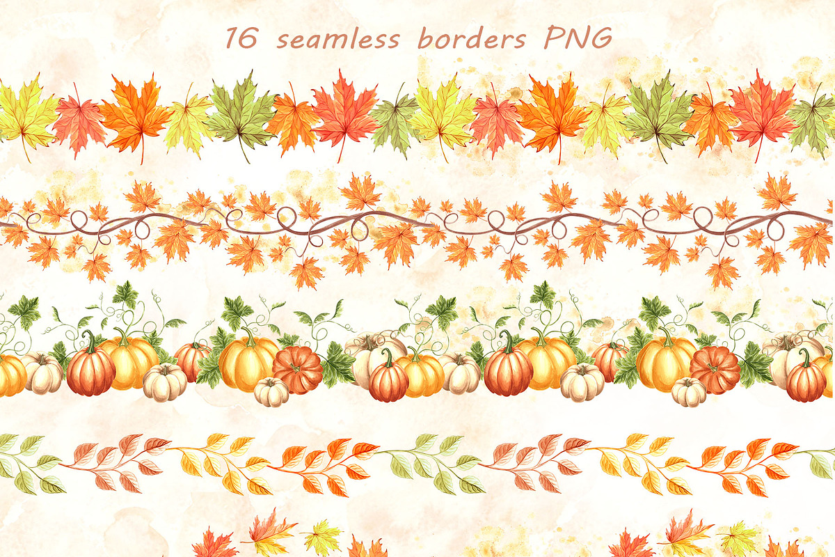 Autumn pumpkins watercolor clipart, a Decorative Illustration by susie-p-art (Photo 9 of 17)