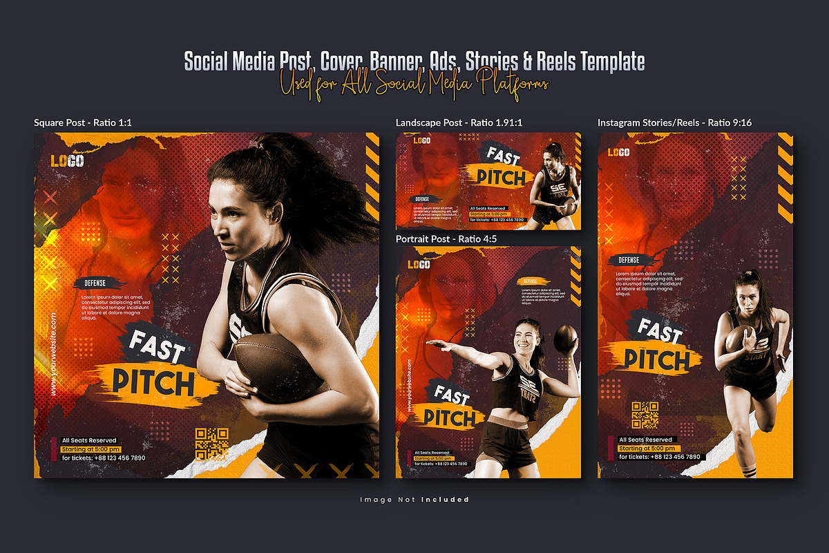 American Football Social Media Post, a Social Media Template by Creative_View (Photo 2 of 8)