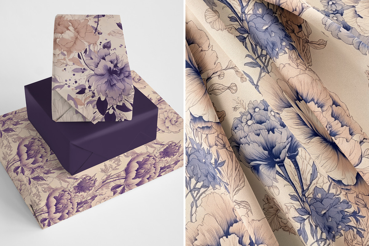 Vintage Ink Floral Patterns, a Pattern Graphic by Ninterints (Photo 5 of 15)