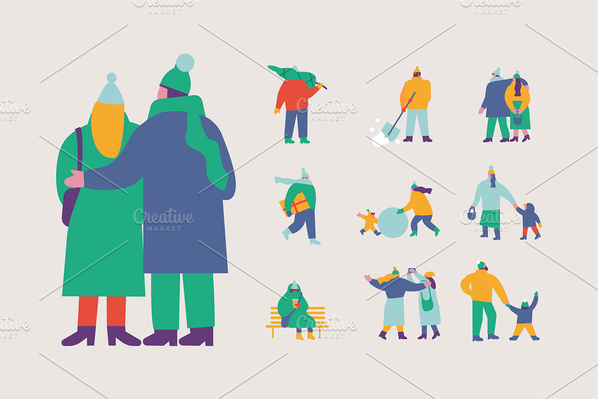 Winter People Flat Vector Set, a Person Illustration by Vector_Art (Photo 9 of 16)