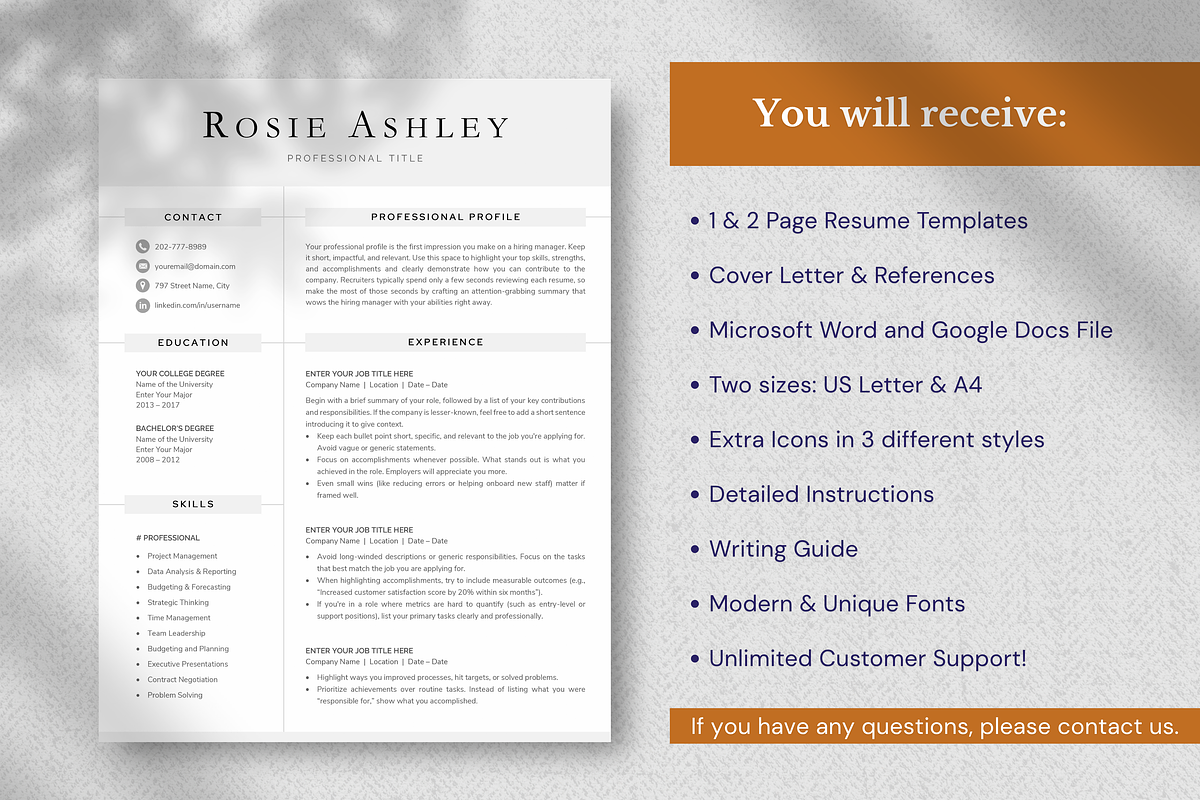 Modern Resume Template - Rosie, a Resume Template by AntDesignStudio (Photo 6 of 9)