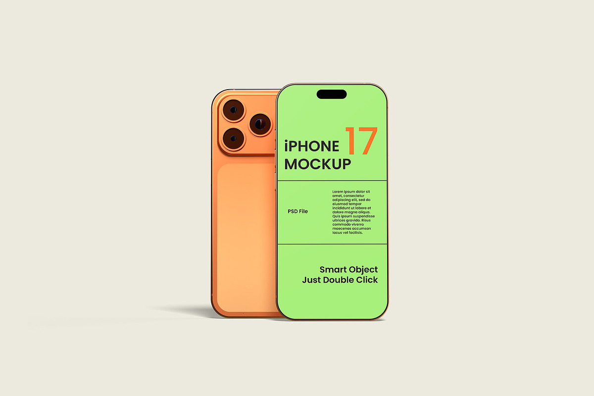 iPhone 17 Pro Mockup, an iPhone Mockup by Graphicbars (Photo 2 of 12)