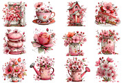 Whimsical Pink Spring Clipart Bundle, an Illustration by Designworld (Thumbnail 5 of 7)