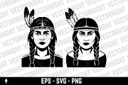 Native American woman portrait, a Person Illustration by Vectorhight (Thumbnail 2 of 3)