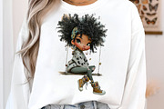 Whimsical black afro girl clipart, an Illustration by SinaCreation (Thumbnail 6 of 11)
