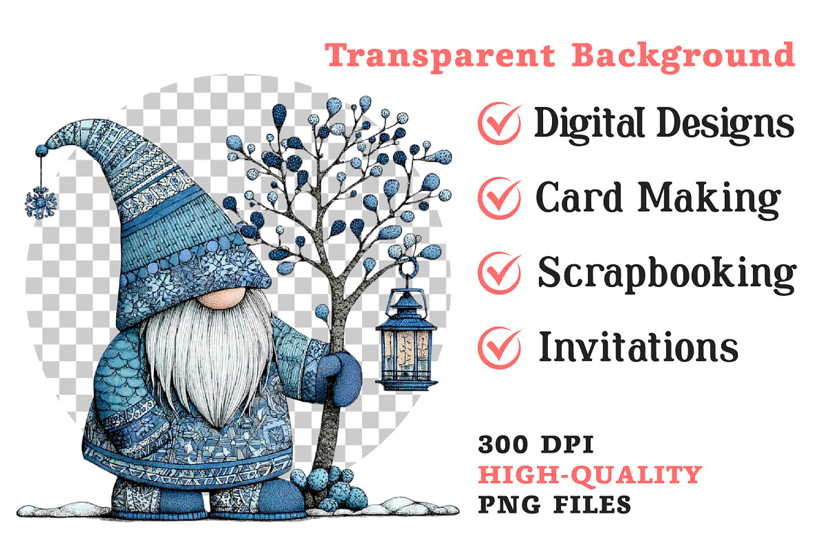 Christmas Blue Gnomes Clipart, an Illustration by Dream Creation (Photo 7 of 7)