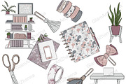 Planner Girl Clipart, a Work Illustration by GlamArtZhanna (Thumbnail 3 of 3)