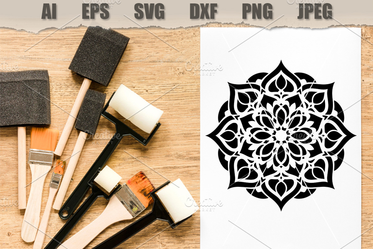 Stencil Floral Mandala Vector, a Decorative Illustration by MARYCRAFTIRIA (Photo 2 of 3)