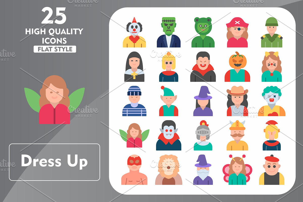 25 Dress Up Flat Icons, an Icon by Pexelpy