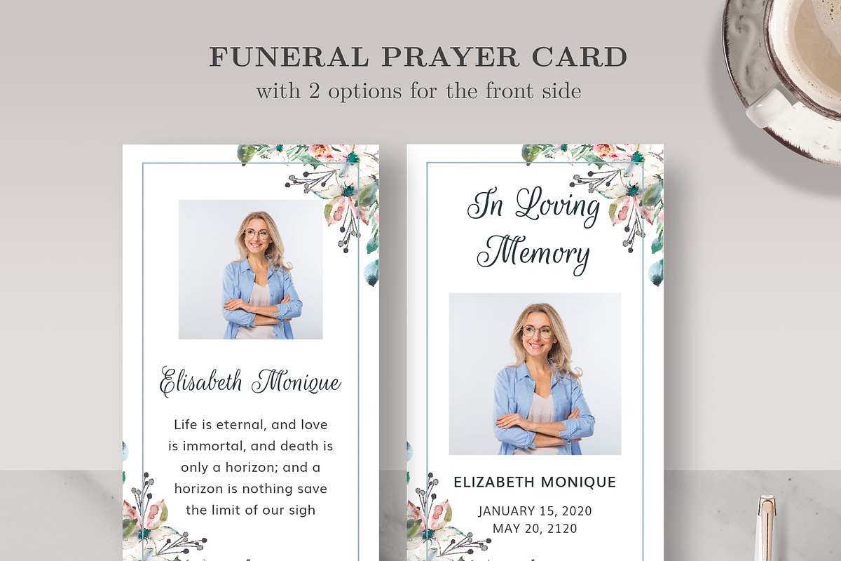 Funeral/ Memorial Prayer Card PC001, a Card Template by Draca Design Co (Photo 2 of 4)