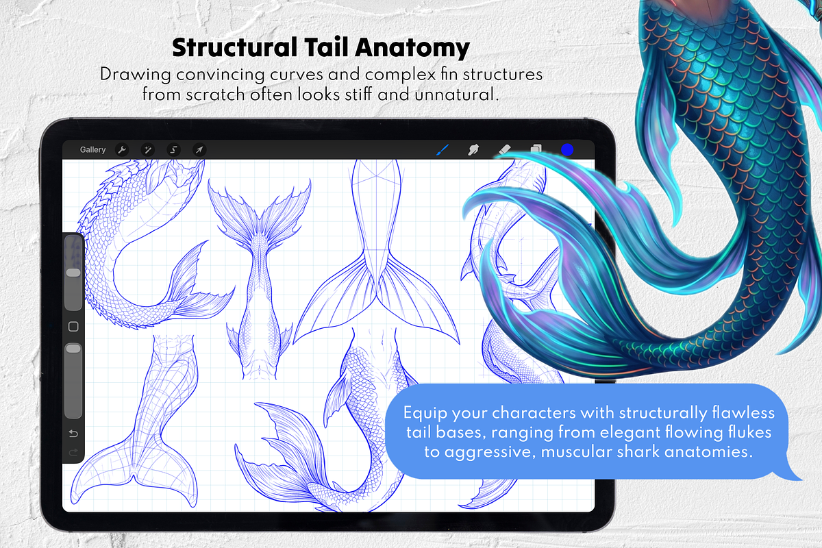 Merman Maker Procreate Stamps Set, a Brush Add-On by Selentaori Studio (Photo 8 of 12)
