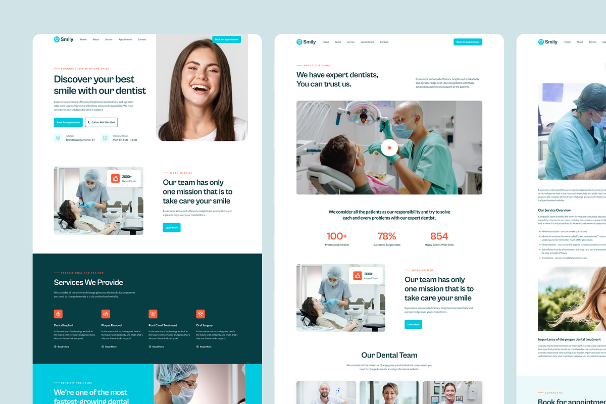 Smily - Dental Clinic Figma Template, an UI Kit Template by FinestDevs (Photo 2 of 4)