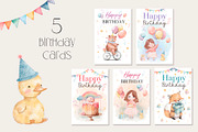 Happy Birthday watercolor collection, a Decorative Illustration by AlineArtStore (Thumbnail 3 of 13)
