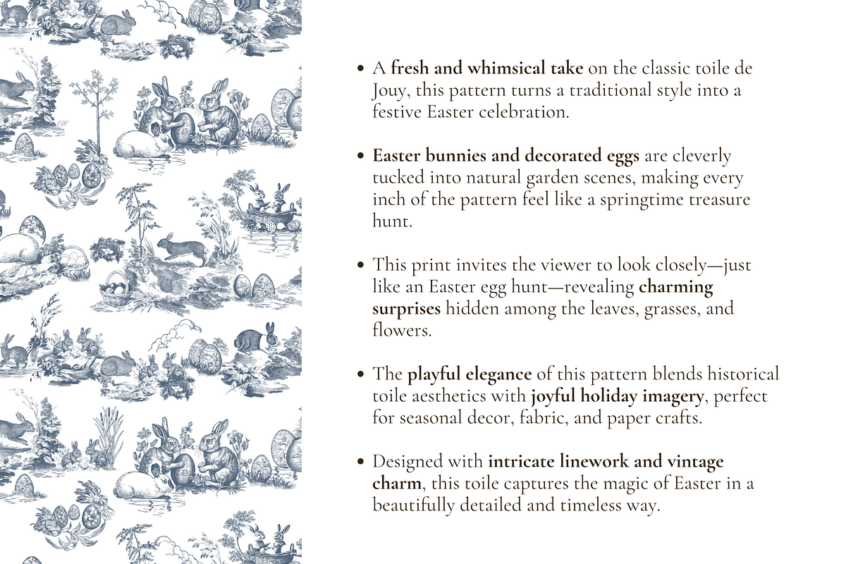 Easter Bunny Toile de Jouy Pattern, a Background Graphic by Hughes Studio (Photo 3 of 7)