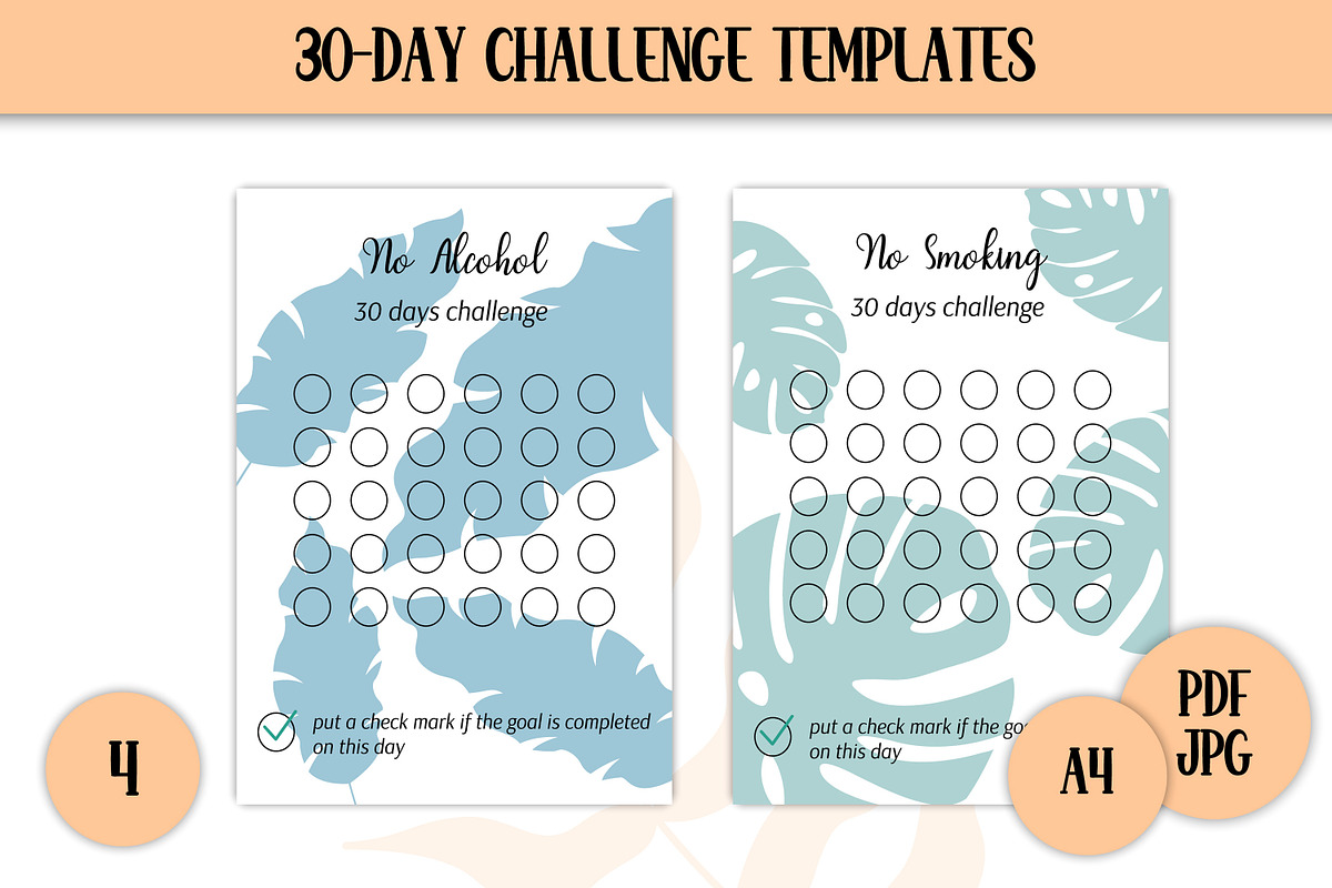 Habits Trackers Templates A4 PDF, a Stationery Template by AnnaViolet_store (Photo 6 of 9)