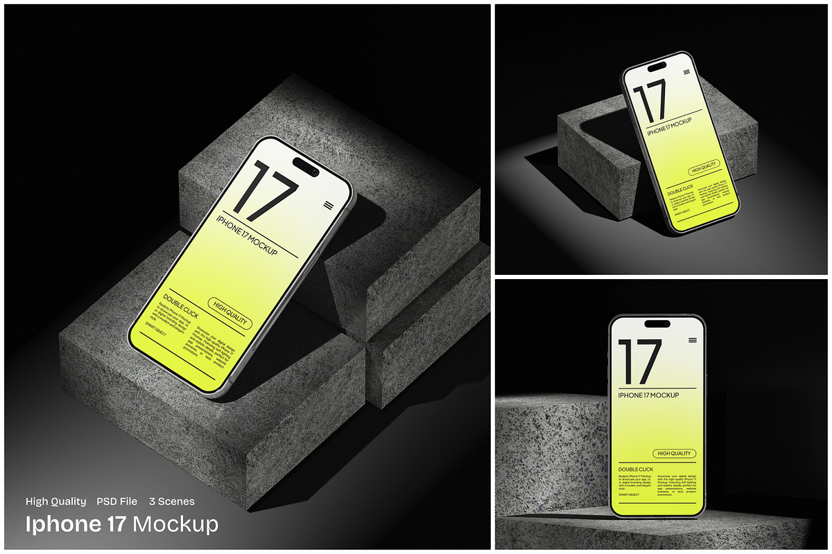 Iphone 17 Mockup, an iPhone Mockup by Unerispace (Photo 1 of 5)