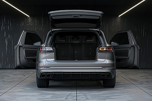 Modern car with open empty trunk, a Photo by AlyaAnd