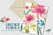 Vintage Florals- Watercolor Clip Art, a Decorative Illustration by SmallHouseBigPony (Thumbnail 4 of 5)