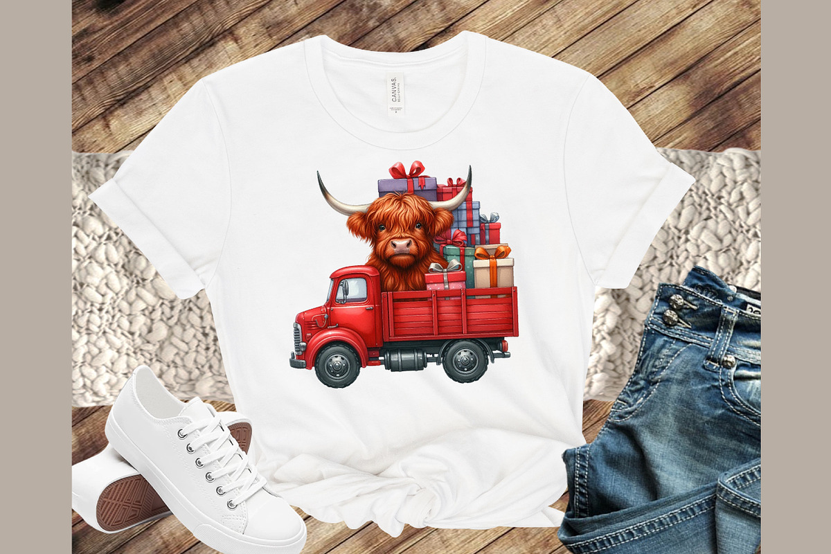 Christmas Gift Box Highland Cow PNG, an Illustration by Sublimation Artist (Photo 6 of 9)