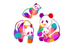 Set Panda objects colored. Hand, an Animal Illustration by Nenahliadava Design