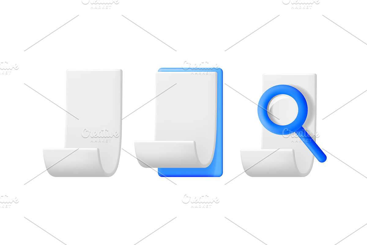 A set of three 3d style blank white, an Object Illustration by Abscent